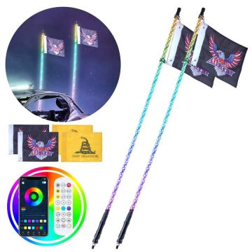 2 шт. 1,5-метровые светодиодные RGB-подсветки для колесиков руля с радиопультом дистанционного управления, водонепроницаемые, для кругового освещения на 360° для UTV, ATV и мотоциклов.