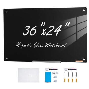 Magneettinen suuri kuivapyyhittävä lasitaulu 91x61 cm, musta