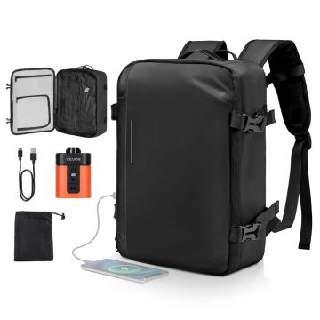 Вакуумный дорожный рюкзак 35 л с насосом, черный