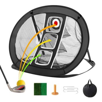 Kannettava golfharjoitusverkko maalitaululla, musta