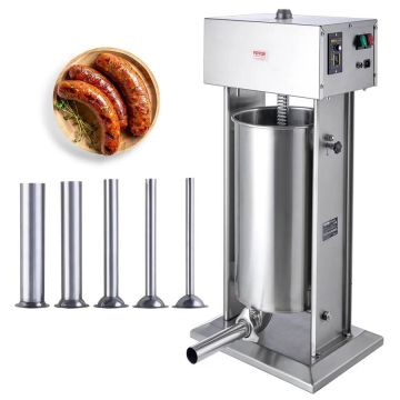 Sähköinen makkaran täyttölaite 25 L, 400 W, 304 ruostumatonta terästä, 5 putkea