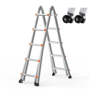Телескопическая алюминиевая А-образная лестница, 5,2 метра, складная, многофункциональная.