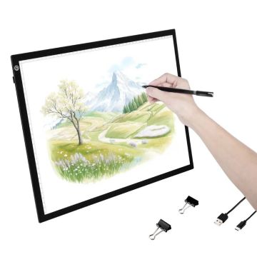 Valotaulu A3 LED, USB, 3 kirkkaustasoa, musta