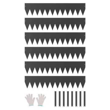 Teräksinen maisemareunus 40x8 tuumaa, musta, 6 kpl pakkaus, ruostumaton