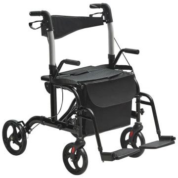 2-in-1 kokoontaitettava alumiininen rollaattori-tuoli senioreille, 136 kg