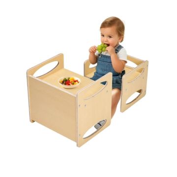 Montessori-puinen korkeussäädettävä pöytä- ja tuolisetti lapsille 1-5 kk