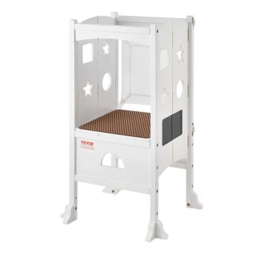 Lasten kokoontaitettava torniaskelma, 3 tasoa, valkoinen, korkeus 56 cm