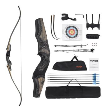 Puinen recurve-jousi ja nuolisetti, 60 tuumaa, 30 paunaa, ergonominen