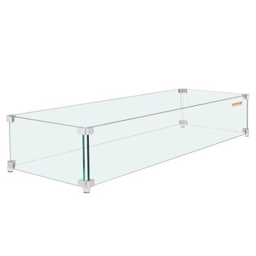Ветрозащитный экран для костра из стекла, 38x10,5x6 дюймов, прозрачное закаленное стекло.