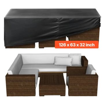 Terassikalusteiden suojapeite, 420D, vedenpitävä, 320x160x71 cm, musta