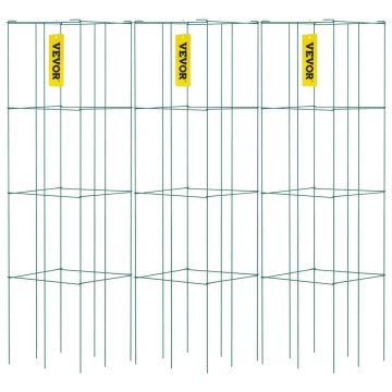 Tomaattihäkit, 14,6x14,6x39,4 cm, 3 kpl, vihreä, terästä PVC-pinnoitteella