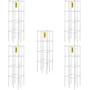 Tomaattihäkkitornit, PVC-terästä, 29,8x29,8x117,5 cm, 5 kpl.