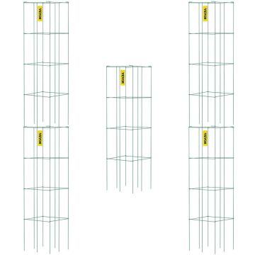 Tomaattihäkit, 29,8x29,8x117,5 cm, 5 kpl, vihreä PVC-pinnoitettu teräs