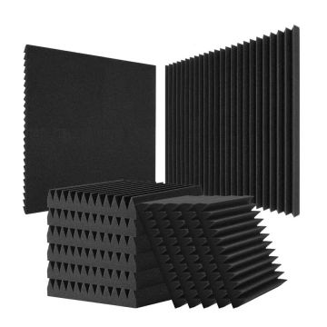 Акустические поролоновые панели 12x12x2 дюйма, черные, 50 шт., для звукоизоляции.