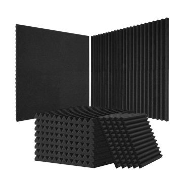 Акустические поролоновые панели, 52 шт., 12x12x1 дюйм, черные, огнестойкие.