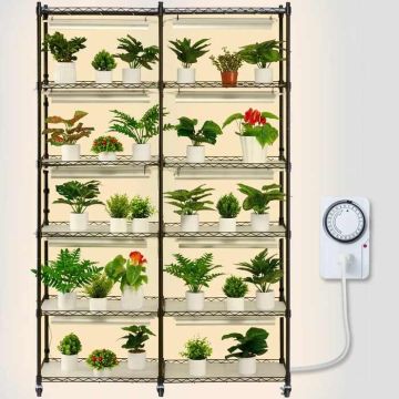 Kasviteline 6-vaiheisella 200 W:n täyden spektrin kasvilampulla, metallia, 89x31x145 cm
