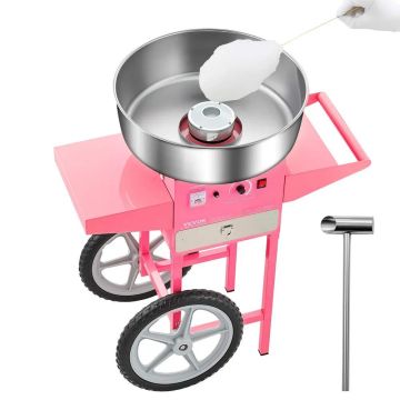 Sähköinen hattarakone, 1000 W, 52 cm ruostumattomasta teräksestä valmistettu kulho, kärryllä, pinkki