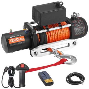 Sähkövinssi 5400 kg, 12 V, synteettinen köysi 9,1 mm x 23 m, langaton ja langallinen ohjaus, IP55