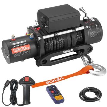 Sähkövinssi 6100 kg, 12 V, synteettinen köysi 9,5 mm x 26 m, kaukosäädin, IP55
