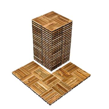 Lukittavat massiivipuusta valmistetut terassilaatat, 27 kpl, 30x30 cm, vedenpitävät