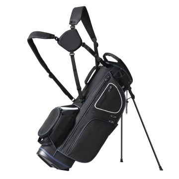 Golfbägi 35 tuumaa, 14 lokeroa ja 11 taskua, mustavalkoinen