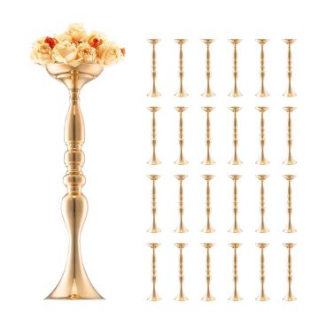 Набор из 24 ваз для свадебных цветов из золотистого металла, 50 см.