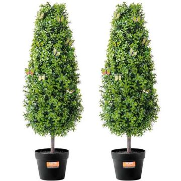 Tekokuusi, puksipuuta, 91 cm, ruukulla ja koristeella (2 kpl)