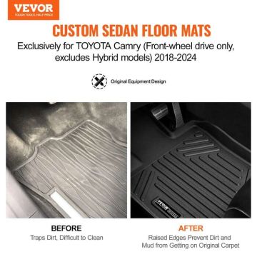 Auton matot Toyota Camryyn 2018–2024, 3 kpl, TPE, musta