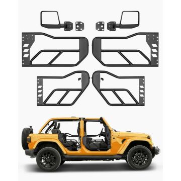 Трубчатые двери, 4-дверный Jeep с зеркалами, соответствующими стандартам DOT, WR JL 2018-2024 и Gladiator JT 2020-2024.