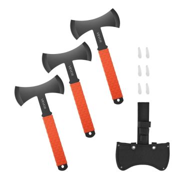 Heittokirves- ja tomahawk-setti, 3 osaa, ruostumatonta terästä, TPR-kahva