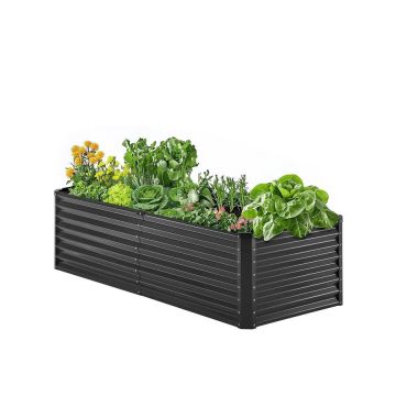 Metallinen galvanoitu koholava 6x3x2 jalkaa, ulkokasvilaatikko, tummanharmaa