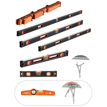 6-osainen torpedo-alumiininen vatupassetti, magneettinen, 10 tuumaa