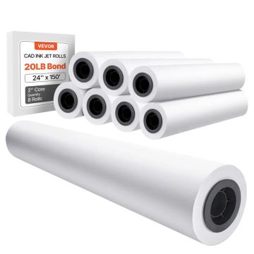 Leveäkokoinen paperirulla, 609,6 mm x 45,7 m, 80 GSM, 8 kpl CAD-piirustuksiin