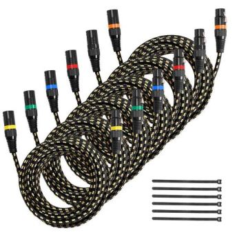 XLR-кабели 7,62 м, 6 шт., экранированные, позолоченные, 3-контактные