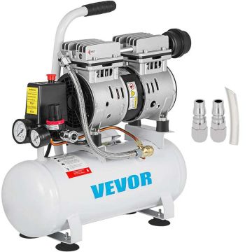 Öljytön ilmakompressori, 9 l, 550 W, hiljainen, kuparimoottorilla