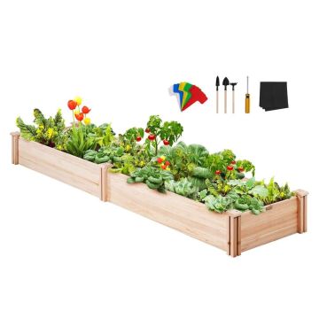 Korotettu puinen kukkapenkki 21x6x0,35 metriä, ulkokasvilaatikko, Burlywood