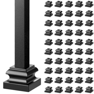 Alumiiniseoksesta valmistetut portaiden kaiteiden kengät, satiininmusta, 1/2 tuumaa (50 kpl)