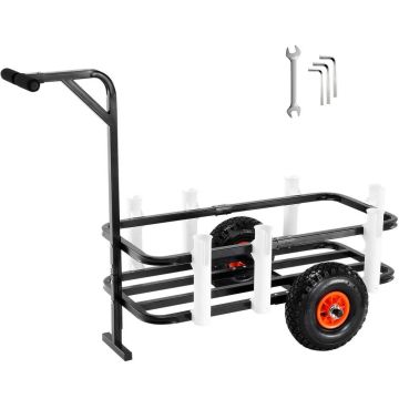 Rantakalastuskärry, 90 kg, terästä, 28 cm kumirenkaat, 7 vapapidikettä