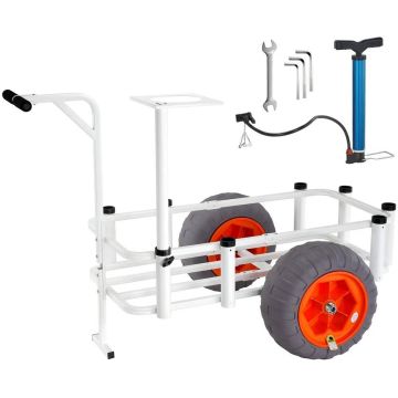 Rantakalastuskärry, alumiinia, 157 kg, 40 cm renkaat, 8 vapapidikettä