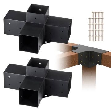 Pergolan kiinnityssarja 10,2 x 10,2 cm, 2 kpl, 4-suuntaiset puiset kulmat
