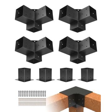 Pergolan kulmakiinnikkeet 10,2 x 10,2 cm, 8 kpl, puinen pylväsjalusta