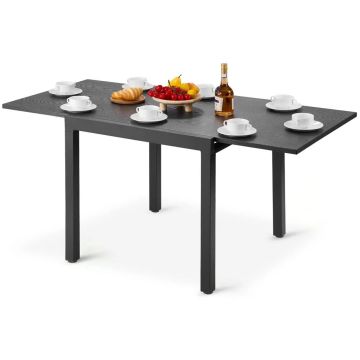 Jatkettava ulkoruokapöytä, 80-160 cm, alumiini, tummanharmaa