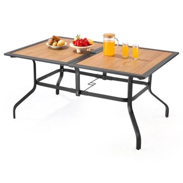 Ulkoruokapöytä terassille 150 cm, teräs, ruskea