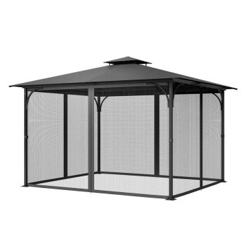 Ulkokäyttöön tarkoitettu paviljonkiverkko, 10x13x6,8 jalkaa, 4 paneelia, kaksoisvetoketju