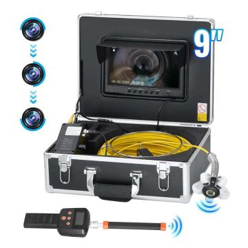 Viemäritarkastuskamera, 9", 512 Hz, IP68, 12 LEDiä, 32 Gt