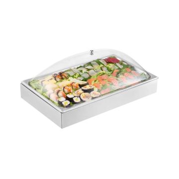 Ruoka-annostelija, 1x1 ruostumatonta terästä, buffet-pöytään, kansi ja jääpalamuotit