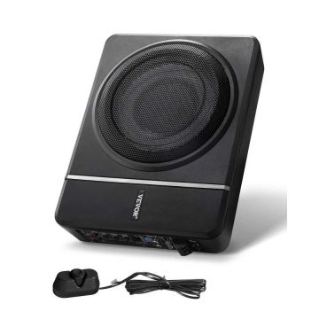 8 tuuman 240 W:n auton istuimen alle tarkoitettu subwoofer, matalaprofiilinen, vahvistimella