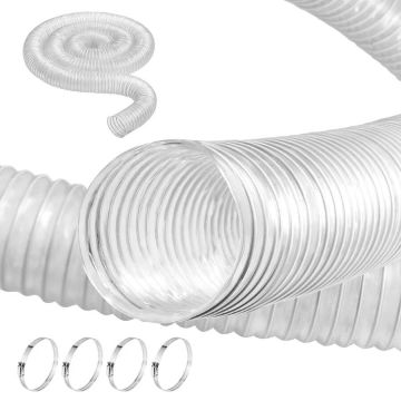 Pölynkeräysletku 2,5 tuumaa x 10 jalkaa, paksunnettua PVC:tä, spiraalilangalla, puristimilla, työstökoneille