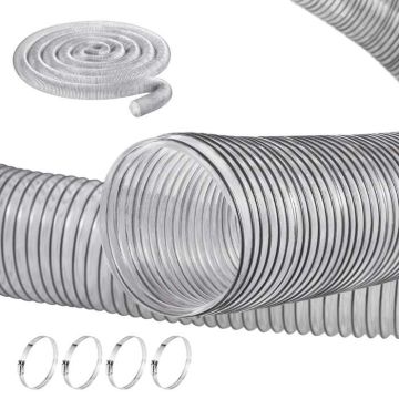 Pölynkeräysletku 4" x 50', paksunnettua PVC:tä, spiraalilangalla