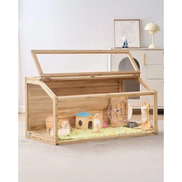 Puinen kääpiöhamsterin häkki, 122x51x51 cm, tuulettuva, avattavalla kannella
